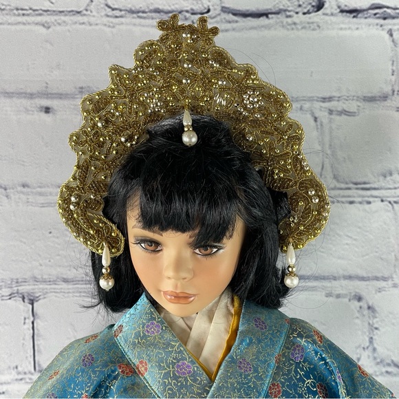 Rare Vintage Pat Dezinski Mei Su Asian Porcelain Doll Articulated Head Signed - Picture 9 of 16